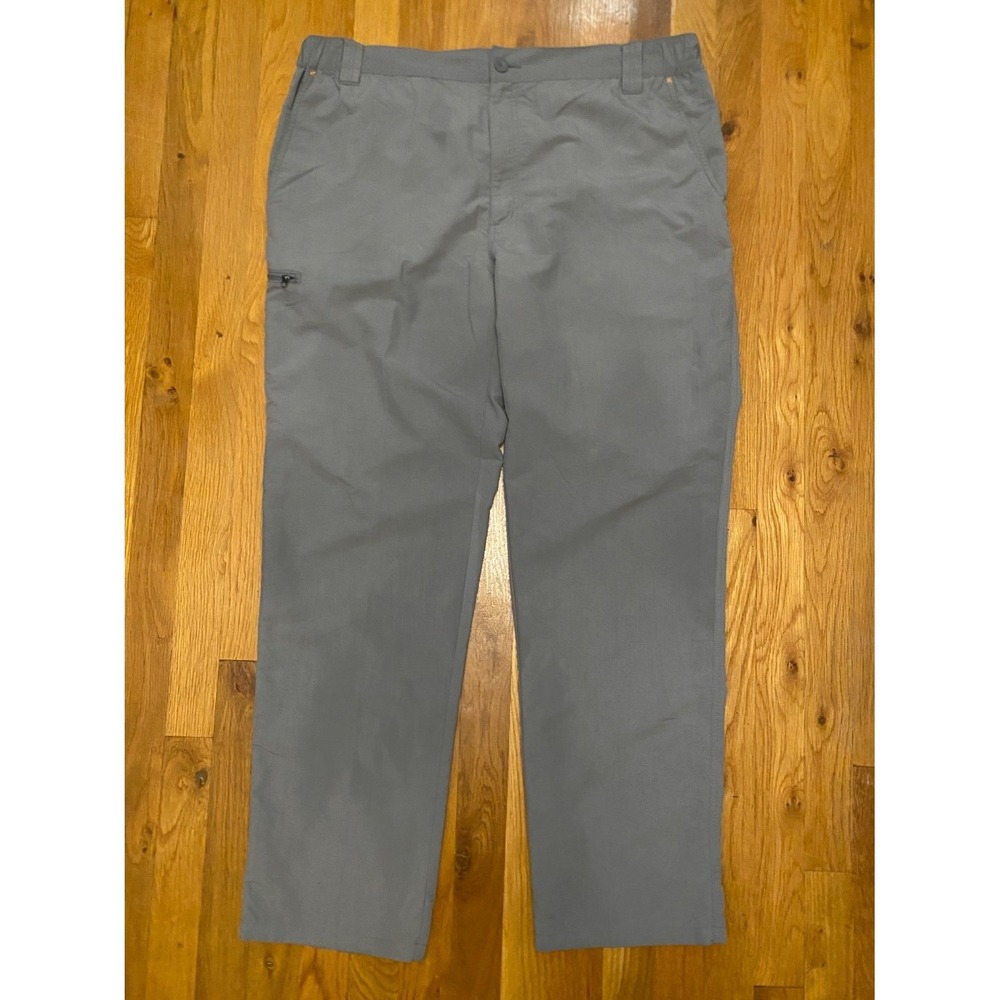 Orvis Pants Mens XL Gray Straight Leg Elastic Waist Quick Dry Hiking Outdoor